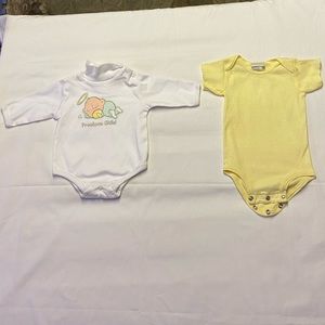 2 Infant Onesies Size 0-3 Mos- Great Condition